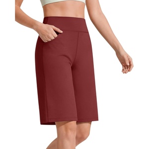 image:imageG4Free EverGoing Womens 10 Bermuda Shorts with Pockets High Waisted Knee Length Shorts for Women Walking Workout CasualWine