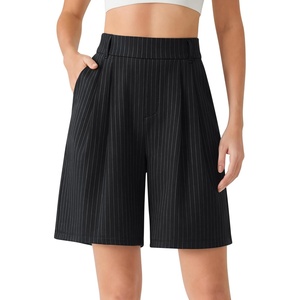 image:imageG4Free ShiftReady Shorts for Women Dressy Casual 7  High Waisted Wide Leg Pleated Shorts with PocketsBlack Pinstripe