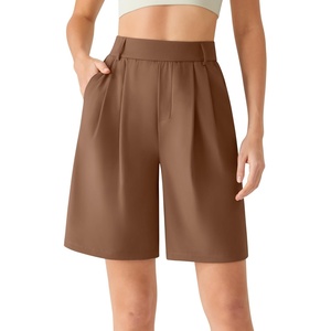 image:imageG4Free ShiftReady Shorts for Women Dressy Casual 7  High Waisted Wide Leg Pleated Shorts with PocketsDark Coffee