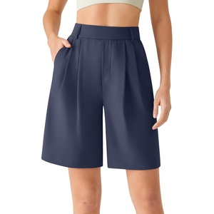 image:imageG4Free ShiftReady Shorts for Women Dressy Casual 7  High Waisted Wide Leg Pleated Shorts with PocketsDark Navy