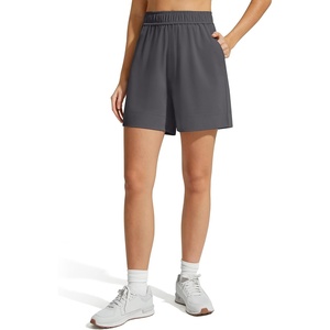 image:imageG4Free Strowen Casual Shorts for Women 4  Elastic Waist Lightweight Quick Dry Athletic Shorts with PocketsDark Gray