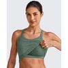 image:imageG4Free Barefeel Cropped Workout Tops for Women Built in Bra Removable Padded Longline Sports Bras Racerback Yoga TopsGray Sage