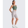 image:imageG4Free Barefeel Cropped Workout Tops for Women Built in Bra Removable Padded Longline Sports Bras Racerback Yoga TopsGray Sage