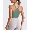 image:imageG4Free Barefeel Cropped Workout Tops for Women Built in Bra Removable Padded Longline Sports Bras Racerback Yoga TopsGray Sage