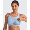 image:imageG4Free Barefeel Cropped Workout Tops for Women Built in Bra Removable Padded Longline Sports Bras Racerback Yoga TopsLight Denim
