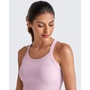 image:imageG4Free Barefeel Cropped Workout Tops for Women Built in Bra Removable Padded Longline Sports Bras Racerback Yoga TopsPink