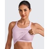 image:imageG4Free Barefeel Cropped Workout Tops for Women Built in Bra Removable Padded Longline Sports Bras Racerback Yoga TopsPink