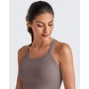 image:imageG4Free Barefeel Cropped Workout Tops for Women Built in Bra Removable Padded Longline Sports Bras Racerback Yoga TopsTaupe