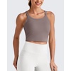 image:imageG4Free Barefeel Cropped Workout Tops for Women Built in Bra Removable Padded Longline Sports Bras Racerback Yoga TopsTaupe