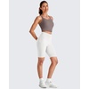 image:imageG4Free Barefeel Cropped Workout Tops for Women Built in Bra Removable Padded Longline Sports Bras Racerback Yoga TopsTaupe
