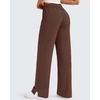image:imageG4Free Smoofit Modal Soft Womens Wide Leg Sweatpants High Waisted Drawstring Side Slit Casual PantsCoffee Brown