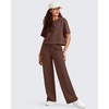image:imageG4Free Smoofit Modal Soft Womens Wide Leg Sweatpants High Waisted Drawstring Side Slit Casual PantsCoffee Brown