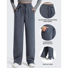 image:imageG4Free Smoofit Modal Soft Womens Wide Leg Sweatpants High Waisted Drawstring Side Slit Casual PantsDark Heather