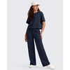 image:imageG4Free Smoofit Modal Soft Womens Wide Leg Sweatpants High Waisted Drawstring Side Slit Casual PantsDark Navy