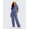 image:imageG4Free Smoofit Modal Soft Womens Wide Leg Sweatpants High Waisted Drawstring Side Slit Casual PantsDenim Blue