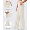 image:imageG4Free Smoofit Modal Soft Womens Wide Leg Sweatpants High Waisted Drawstring Side Slit Casual PantsIvory