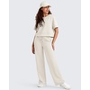 image:imageG4Free Smoofit Modal Soft Womens Wide Leg Sweatpants High Waisted Drawstring Side Slit Casual PantsIvory