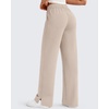 image:imageG4Free Smoofit Modal Soft Womens Wide Leg Sweatpants High Waisted Drawstring Side Slit Casual PantsLight Khaki