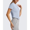 image:imageG4Free Soft Lyocell Workout Tops Womens Short Sleeve Cropped TShirt Relaxed Fit Crewneck Casual Tees Athletic RunningLight Denim