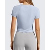 image:imageG4Free Soft Lyocell Workout Tops Womens Short Sleeve Cropped TShirt Relaxed Fit Crewneck Casual Tees Athletic RunningLight Denim