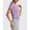 image:imageG4Free Soft Lyocell Workout Tops Womens Short Sleeve Cropped TShirt Relaxed Fit Crewneck Casual Tees Athletic RunningLight Purple