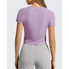 image:imageG4Free Soft Lyocell Workout Tops Womens Short Sleeve Cropped TShirt Relaxed Fit Crewneck Casual Tees Athletic RunningLight Purple