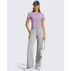 image:imageG4Free Soft Lyocell Workout Tops Womens Short Sleeve Cropped TShirt Relaxed Fit Crewneck Casual Tees Athletic RunningLight Purple