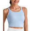 image:imageG4Free Barefeel Cropped Workout Tops for Women Built in Bra Removable Padded Longline Sports Bras Racerback Yoga TopsLight Denim