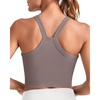 image:imageG4Free Barefeel Cropped Workout Tops for Women Built in Bra Removable Padded Longline Sports Bras Racerback Yoga TopsTaupe