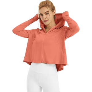 image:imageG4Free Skimetic Womens UPF 50 Sun Hoodie Shirts  Quick Dry Running Jacket Long Sleeve Rash Guard Zip Pocket Hiking AthleteBurnt Orange