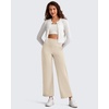 image:imageG4Free BareFeel 78 Length Women Yoga Pants with Pockets High Stretch Soft Wide Leg Cropped Trouser Casual TravelLight Khaki