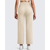 image:imageG4Free BareFeel 78 Length Women Yoga Pants with Pockets High Stretch Soft Wide Leg Cropped Trouser Casual TravelLight Khaki
