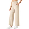 image:imageG4Free BareFeel 78 Length Women Yoga Pants with Pockets High Stretch Soft Wide Leg Cropped Trouser Casual TravelLight Khaki