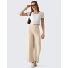image:imageG4Free BareFeel 78 Length Women Yoga Pants with Pockets High Stretch Soft Wide Leg Cropped Trouser Casual TravelLight Khaki
