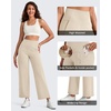 image:imageG4Free BareFeel 78 Length Women Yoga Pants with Pockets High Stretch Soft Wide Leg Cropped Trouser Casual TravelLight Khaki