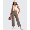 image:imageG4Free BareFeel 78 Length Women Yoga Pants with Pockets High Stretch Soft Wide Leg Cropped Trouser Casual TravelTaupe