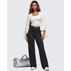 image:imageG4Free BareFeel Womens Wide Leg Yoga Pants Cross Waist High Stretch Waist Casual Trousers with Zipper Pockets 293133Black