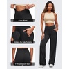 image:imageG4Free BareFeel Womens Wide Leg Yoga Pants Cross Waist High Stretch Waist Casual Trousers with Zipper Pockets 293133Black