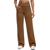 image:imageG4Free BareFeel Womens Wide Leg Yoga Pants Cross Waist High Stretch Waist Casual Trousers with Zipper Pockets 293133Dark Coffee