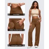 image:imageG4Free BareFeel Womens Wide Leg Yoga Pants Cross Waist High Stretch Waist Casual Trousers with Zipper Pockets 293133Dark Coffee