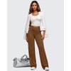 image:imageG4Free BareFeel Womens Wide Leg Yoga Pants Cross Waist High Stretch Waist Casual Trousers with Zipper Pockets 293133Dark Coffee