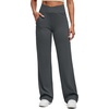 image:imageG4Free BareFeel Womens Wide Leg Yoga Pants Cross Waist High Stretch Waist Casual Trousers with Zipper Pockets 293133Dark Gray