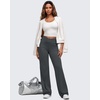 image:imageG4Free BareFeel Womens Wide Leg Yoga Pants Cross Waist High Stretch Waist Casual Trousers with Zipper Pockets 293133Dark Gray