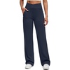 image:imageG4Free BareFeel Womens Wide Leg Yoga Pants Cross Waist High Stretch Waist Casual Trousers with Zipper Pockets 293133Dark Navy