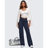image:imageG4Free BareFeel Womens Wide Leg Yoga Pants Cross Waist High Stretch Waist Casual Trousers with Zipper Pockets 293133Dark Navy