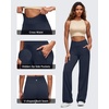 image:imageG4Free BareFeel Womens Wide Leg Yoga Pants Cross Waist High Stretch Waist Casual Trousers with Zipper Pockets 293133Dark Navy