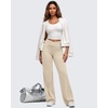 image:imageG4Free BareFeel Womens Wide Leg Yoga Pants Cross Waist High Stretch Waist Casual Trousers with Zipper Pockets 293133Light Khaki