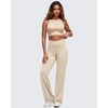 image:imageG4Free BareFeel Womens Wide Leg Yoga Pants Cross Waist High Stretch Waist Casual Trousers with Zipper Pockets 293133Light Khaki