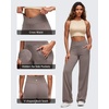 image:imageG4Free BareFeel Womens Wide Leg Yoga Pants Cross Waist High Stretch Waist Casual Trousers with Zipper Pockets 293133Taupe