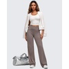 image:imageG4Free BareFeel Womens Wide Leg Yoga Pants Cross Waist High Stretch Waist Casual Trousers with Zipper Pockets 293133Taupe